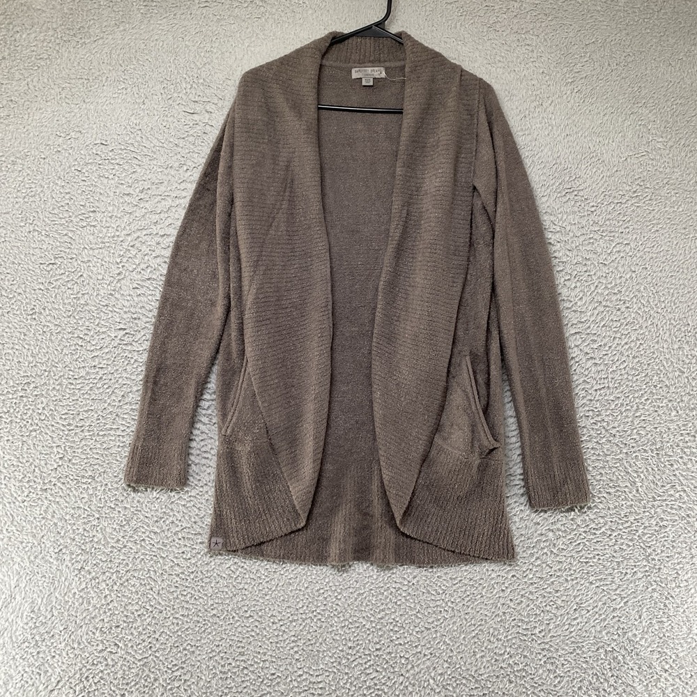 Barefoot Dreams Cardigan Sweater Womens XS Brown CozyChic Lite Open Pockets